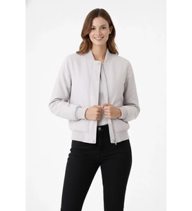 Premium Bomber Ceket Çıtçıt Kapamalı, Ribana Manşetli, Astarlı, Regular Fit Mont - Beyaz