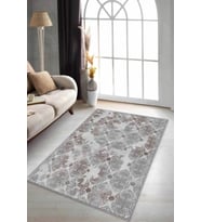 Gri Damask Desen Kaymaz Tabanlı Dekoratif Halı AL001 - 100 x 160 cm