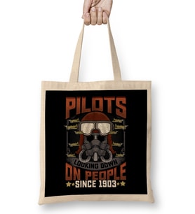 Pilots Looking Down On People Since 1903 Plane Pun Bez Çanta Uzun Saplı