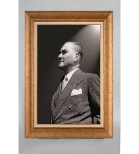 Çerçeveli Paspartulu Atatürk Tablo a504 (Gold)