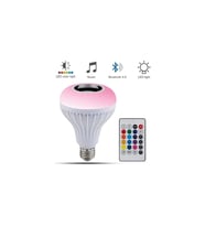 Akıllı LED Ampul 12W RGB, Bluetooth Hoparlör ve Uzaktan Kumanda, E27 Beyaz Işık – Müzik ve Aydınlatma (Çok Renkli)