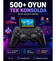 Çocuklar ve Yetişkinler İçin Uygun 500 Oyunlu Taşınabilir Mini Retro El Konsolu