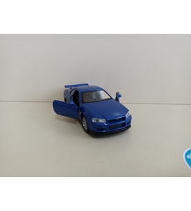 Nissan GT-R R34 Metal Model Oyuncak Araba 12 Cm ( ÖZEL PLAKALI ) (Mavi)