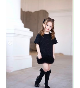 Simli Kumaş Kız Çocuk Elbise - 4/11 Yaş - 31759