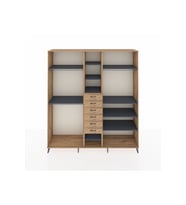 Hyperion Dolap 10 Raflı 6 Çekmeceli 3 Askılı 220x44x243 Çam-Antrasit/Çam