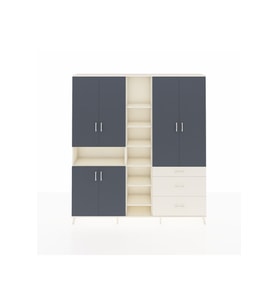 Arges Dolap 13 Raflı 3 Çekmeceli 6 Kapaklı 220x30x243 Aytaşı-Antrasit/Aytaşı