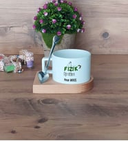 Fizik Öğretmeni Kupa Bardak Kısa Ahşap Altlıklı Kaşıklı Öğretmenler Günü Hediyesi