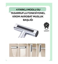 Mey İthalat® Çok Fonksiyonlu Musluk Başlığı 4 Su Modu Geniş Uyumlu Adaptör Seti Mutfak ve Bany