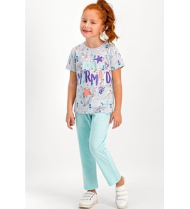 Roly Poly 1743 Kısa Kol Kız Çocuk Pijama Takımı (Mor)