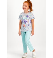 Roly Poly 1743 Kısa Kol Kız Çocuk Pijama Takımı (Mor)