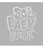 80's Baby Araba Sticker siyah 16x19 CM (Beyaz)
