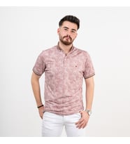 DESENLİ LİKRALI DİGİTAL BASKILI SLİMFİT ERKEK T-SHİRT (Kiremit)