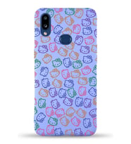 Samsung Galaxy A10s Uyumlu Lansman Kılıf Hello Kitty Tasarımlı İçi Kadife Kapak-Lila (Şeffaf)