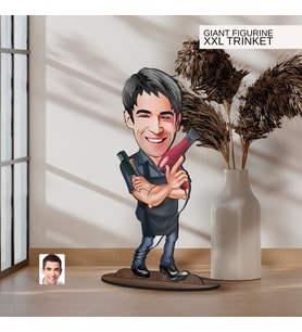 BK Gift Kişiye Özel Kuaför Karikatürlü Büyük Boy Ahşap Biblo-1 Arkadaşa Hediye , Sevgiliye Hediye, Kişiye Özel Biblolar