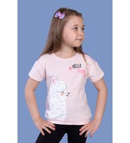 Toontoy Kız Çocuk Kuzu Baskılı Tişört (Pudra)