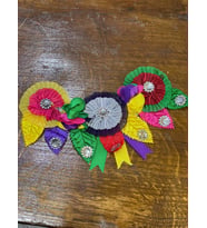 20X10 CM 3 ÇİÇEKLİ TAŞLI RENKLİ YAKA OMUZ APLİKE DİKİŞ AKSESUARI