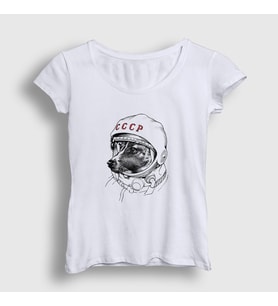 Presmono Kadın Beyaz Laika Space Traveler Cccp T-Shirt 405483tt