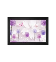 Soyut Şekiller ve Çiçekler Motifli Kanvas Tablo 80 x 110 cm Siyah Çerçeve