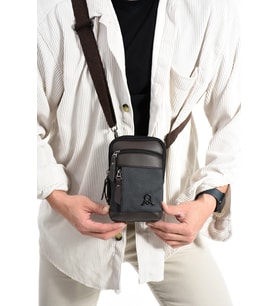 M 420 Mega Bag Çok Gözlü Küçük Günlük Omuz / Çapraz Çanta Siyah-Kahve