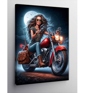 Kanvas Tablo Chopper Süren Kadın