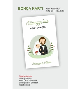 Tesettür Kapalı Gelin Çeyiz Bohça Kartı, Bohça Kartı 18 Adet 7x10 Cm  Gelin Bohçası Kartları,