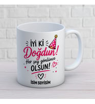 Kişiye Özel İyi Ki Doğdun Her Şey Gönlünce Olsun Baskılı Kupa – İsimli Doğum Günü Hediyesi