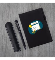 Kişiye Özel UV Baskılı Mühendis Temalı Siyah Defter & Siyah Roller Kalem Seti