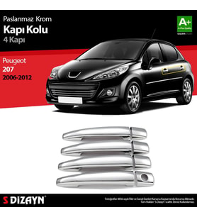 Peugeot 207 Uyumlu Krom Kapı Kolu 4 Kapı 2006-2012 (Karışık)
