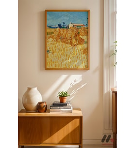 Van Gogh Buğday Demetleri, Ahşap Çerçeveli Duvar Tablosu - Sanatsever Hediyesi