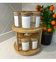 may home design 12'li Ahşap Döner Standlı 300ml Baharat Seti