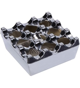 Döküm Küllük Kapaklı Kül Tablası Delikli Metal Kare Küllük, Metalik