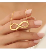 Kişiye Özel Sonsuzluk Çift İsim Tarih Kolye 925K Gümüş (Gold)