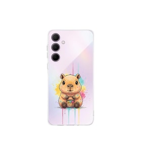 Samsung Galaxy A35 ile Uyumlu Splash Kapibara Tasarımlı Şeffaf Silikon Kılıf