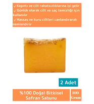 Organik %100 Doğal Saç Cilt Vücut Kullanım Cilt Sıkılaştırıcı Safran Sabunu 2 Adet 100gr