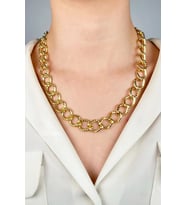 Ezme Model Baklava Zincir Uzun Kolye - Gold