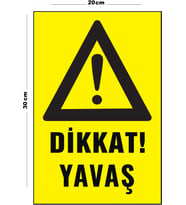 Metal Dikkat Yavaş 20cm x 30cm A4 Büyüklüğünde Uyarı Levhası Yönlendirme Tabelası