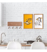 BK Home Doğal Ahşap Dekoratif Fincan Askılığı ve 2’li Mutfak Konseptli Ahşap Tablo-5 (Beyaz)