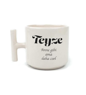 Teyze Baskılı Beyaz Kulplu T Kupa