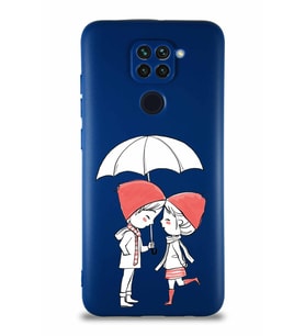Xiaomi Redmi Note 9 Soft Premier Kapak Aşk Tasarımlı Silikon Kılıf - Lacivert (Şeffaf)