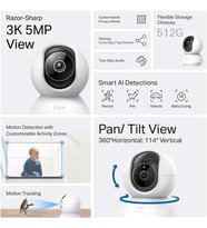 C230, 3K 5MP, Yapay Zeka Desteği, Hareket Takibi, 360°, 12m Gece Görüşü, Çift Yönlü Sesli İletişim, Bulut/Yerel Depolama, Bebek Ağlaması Tespiti,İç Mekan Wi-Fi Güvenlik Kamerası
