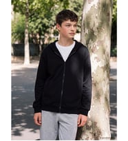 LCW Kids Siyah Kapüşonlu Erkek Çocuk Fermuarlı Sweatshirt