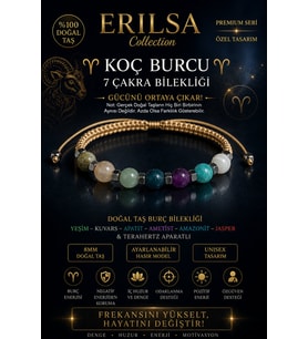 Sertifikalı Koç Burcu 7 Çakra Doğal Taş Bileklik -Ayarlamalı Unisex Premium Hem Bileklik Hem Halhal
