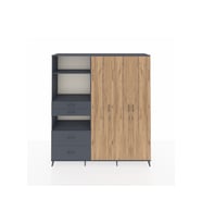 Hyperion Dolap 12 Raflı 4 Çekmeceli Tek Askılı 220x44x243 Antrasit-Çam/Antrasit