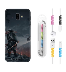 Samsung J6 Plus J7 Prime J7 Pro M20 Kılıf Kablo Koruma Spiral Silikon Warrior 1653
