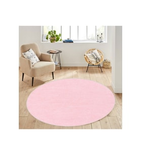 Eliana Home Baskılı, Yıkanabilir Kaymaz Taban Yuvarlak Halı LNA7092 120x120 cm (Pembe)