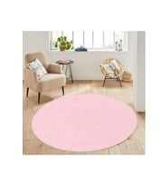 Eliana Home Baskılı, Yıkanabilir Kaymaz Taban Yuvarlak Halı LNA7092 120x120 cm (Pembe)