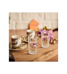 Şık 6'lı Kahve Yanı Su Bardağı Seti, 104 ml, modern tasarım