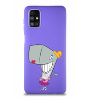 Samsung Galaxy M51 Soft Premier Kapak Pearl Yengeç Tasarımlı Silikon Kılıf - Mor (Şeffaf)