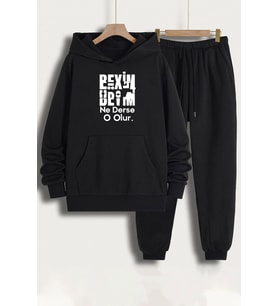 Unisex Beyim Ne Derse O Olur Eşofman Takımı (Siyah)