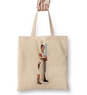 Star Wars Rey Galaxy Silhouette Cut Out 03 Bez Çanta Uzun Saplı
